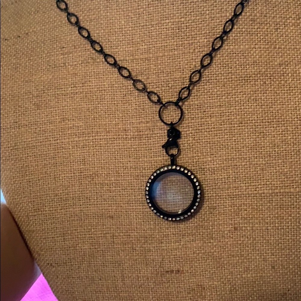 Origami Owl black chain with classic locket